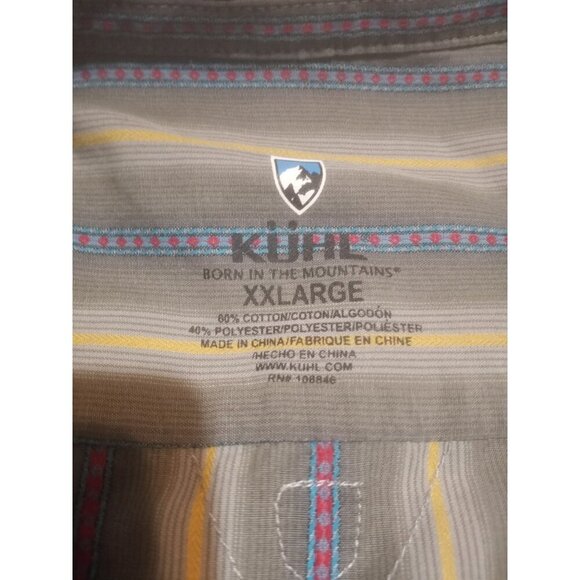 Kuhl Shirt Mens 2XL Gray Strip Short Sleeve Button Up Suncel Cowboy Western Work - Picture 10 of 15